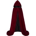 thumbnail image 1 of ALIZIWAY Capa con capucha reversible de terciopelo forrada con satén renacentista medieval Halloween Navidad Cosplay disfraz, 1 of 3
