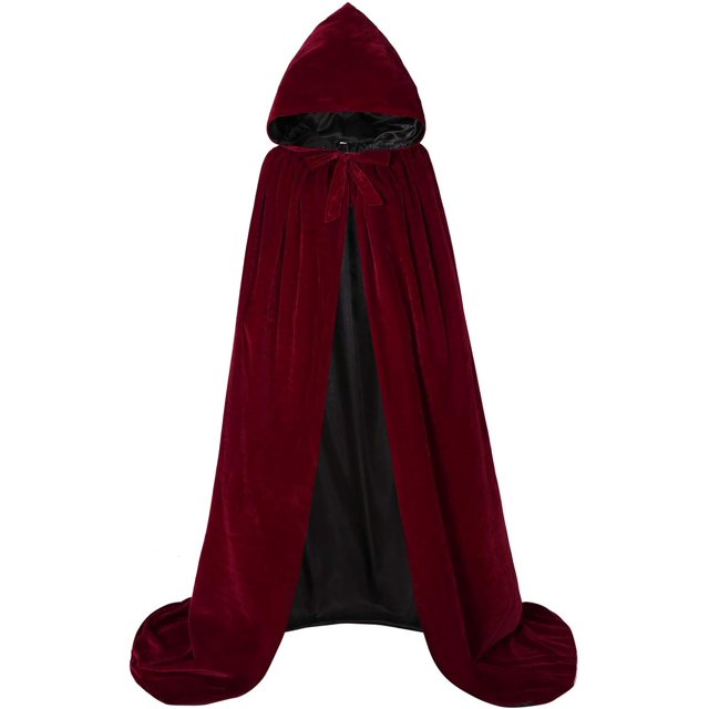 ALIZIWAY Capa con capucha reversible de terciopelo forrada con satén renacentista medieval Halloween Navidad Cosplay disfraz
