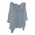 thumbnail image 2 of Womens Summer Tops VLOOCKLW Summer Gauze Button Down Collared Shirts Half Sleeve V Neck Dressy Casual Blouses (S-3XL) Grey, 2 of 3