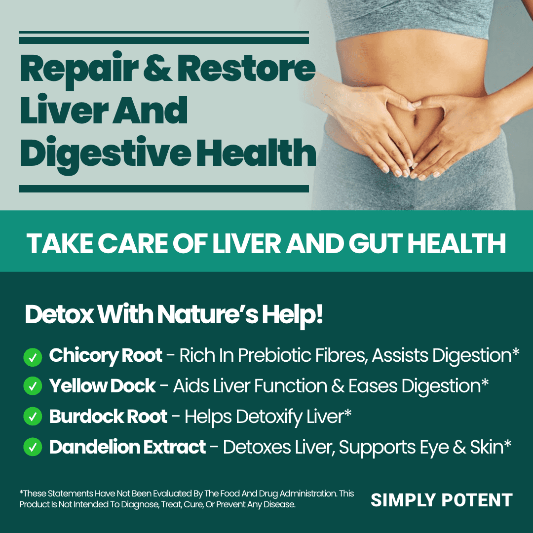 Simply Potent Liver Detox & Cleanse Supplement, 22 Ingredient Liver Support with Milk Thistle, Turmeric, 60 Capsules