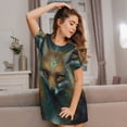 thumbnail image 3 of Fotbe Vintage Pattern Fox Bata de Dormir para Mujer con Estampado, Camisón de Algodón de Manga Corta, Ropa de Dormir Casual, 3 of 6