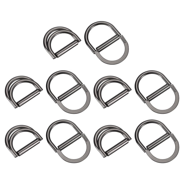 Doble D-Anillo Hebillas, 10uds 25mm(0,98") Metal Ajustable Multiuso D Anillos para Ropa Cinturilla Vestido Correas Bolsos Bufanda, Oscuro Gris