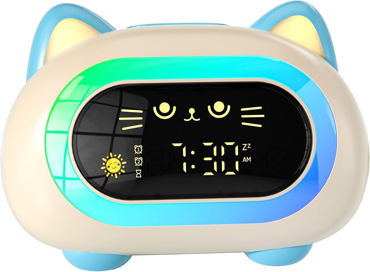 Sailstar Kids Alarm Clock with Night Light, 10 Colors, 3-Level Dimmable, Snooze Mode, Sleep Training Clock with Sound Machine for Toddler Bedroom
