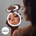 thumbnail image 3 of Espejo de bolsillo portátil de dos caras para maquillaje con iluminación LED, aumento de 2X/10X, compacto, plegable, espejo de viaje grande de 9 cm iluminado para cosméticos en movimiento (negro), 3 of 4