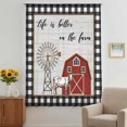 thumbnail image 3 of Farmhouse Barn Sheer Curtains 54 Inches Long, Vintage Cabin Cow Wood Grain Checkered Light Filering Curtains, Breathable Simi Curtain Privacy Drapes for Kitchen Bathroom Nursery Window Treatment, 3 of 9