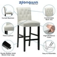 thumbnail image 4 of Bar Height Uptown Button Tufted Fabric Upholstered Bar Stool, Beige, Set of 2, 4 of 6