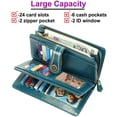 thumbnail image 2 of Ladies Leather Large Wallet Ladies Large Many Compartments, Women Wallet With 26 Card Compartments (Peacock Blue), 2 of 6