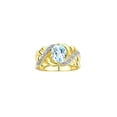 thumbnail image 1 of RYLOS Bagues pour Femmes Bague en Argent Plaqué Or 14K Classique 9X7MM Pierre Précieuse Ovale & Diamants Bijoux Aquamarine Taille 11.5, 1 of 7