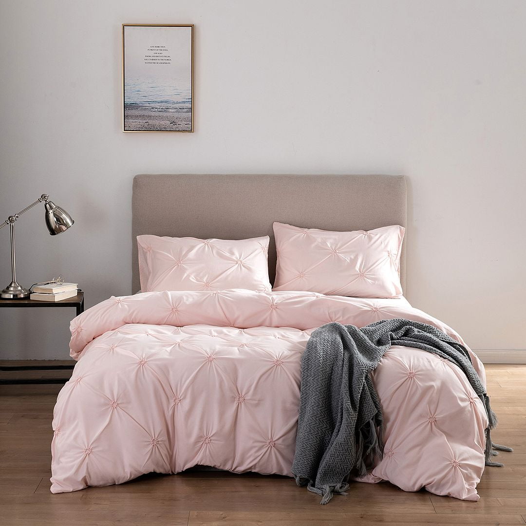 WRAPAHOLIC 3Pieces Queen Size Bedding Set Home Collection Pintuck Pink