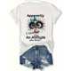 thumbnail image 2 of Playera estampada para mujer, divertida e inspiradora, novedosa, informal, de manga cortaWomen'S Polyester Cartoon Owl Graphic T-Shirt, Casual Crew Neck, Regular Length, Knit Fabric, with "Apparentl, 2 of 8