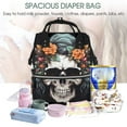 thumbnail image 5 of Fuzoiu Flower Horn Skull Print Diaper Bag Backpack,Baby Essentials Travel Tote,Multi function Waterproof Diaper Bag, Travel Essentials Baby Bag - Unisex, 5 of 6