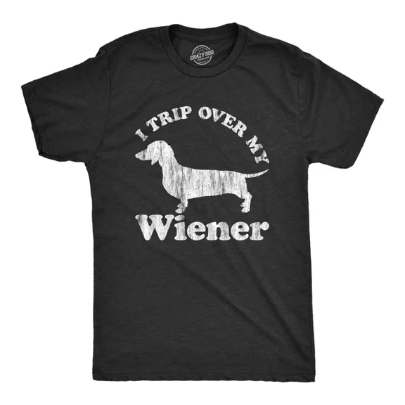 Velto Mens I Trip Over My Wiener T-Shirt Pet Puppy Graphic Dog Tee For All Size S-5XL