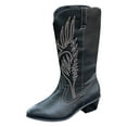thumbnail image 4 of Chenyee Cowboy Boots for Women Wide Width Embroidered Mid Calf Heel Pointed Toe Western Booties, 4 of 7