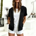 thumbnail image 5 of Otntypg Full Zip up Athletic Hoodie Jackets for Women Lightweight Thin Casual Fall Short Sleeve Drawstring Hooded Pullover Sweatshirts Basic Slim Fit Outwear Jacket with Pockets, 5 of 8