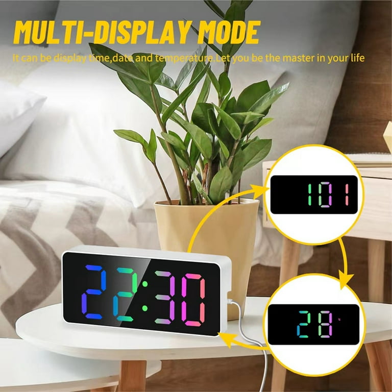 Radio-réveil Qumox Réveil Digital Alarme Horloge Numérique Alarm Clock LCD  noir avec fonction Snooze, Rétro-éclairage vision de nuit lumière de Nuit,  Température