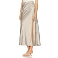 thumbnail image 5 of qolati Women Satin Midi Skirt High Elastic Waisted Side Split Party Cocktail Skirts Casual Silk Skirt for Wedding Formal Club, 5 of 6