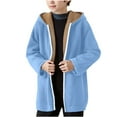 thumbnail image 2 of HAOTAGS Big Boys Mid-length Fleece Jacket, Long Sleeve Hooded Outwear for Winter Navy 5Years, 2 of 8