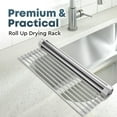 thumbnail image 2 of Zulay Kitchen 20.5” x 13”  Roll Up Sink Drying Rack & Trivet - Silicone-Coated Stainless Steel Over Sink Rack, 2 of 9