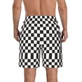 thumbnail image 3 of Bixox Men's Black and White Checkerboard printing Casual Classic Fit Short Summer Beach Shorts, 3 of 6
