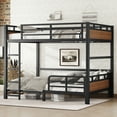 thumbnail image 3 of Harper & Bright Designs Metal Bunk Bed Full XL over Full XL with Stairs for Boys and Girls, Vintage Loft Bed with Guardrails for Bedroom, Walnut, 3 of 12