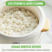 GreenLife 3-Cup Electric Rice Cooker, Ceramic Nonstick, Dishwasher Safe Parts, Cream