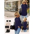thumbnail image 2 of SWQZVT Fall Tops for Women's Long Sleeve Shirts Neck Striped Printed ToTunic Top Casual Pullover T Shirt Graphic Tees, 2 of 8