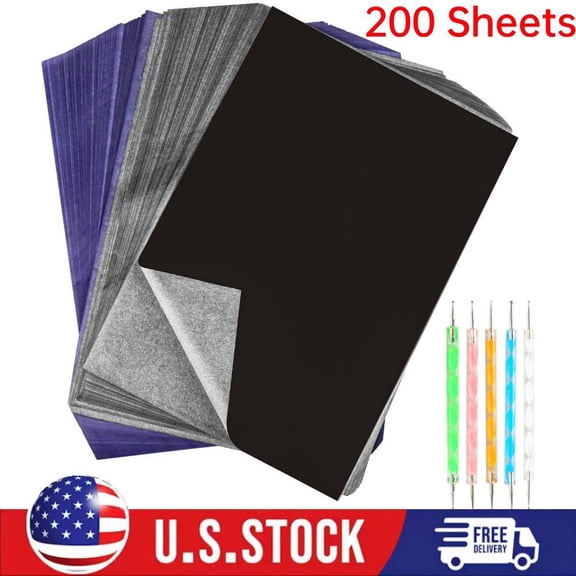 200 Sheets Carbon Paper, Black/Blue A4 Transfer Paper, 21x29.7cm Tracing Paper