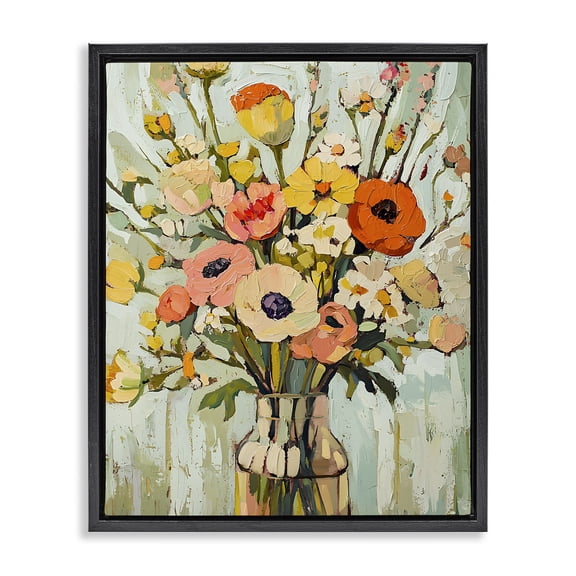 Stupell Industries Contemporary Painterly Bouquet Arrangement Black Floating Frame Canvas Art, 17 x 21, by Franklyn Gregory