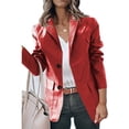thumbnail image 4 of Chaqueta femenina Ticfox de cuello vuelto un solo pecho Manga larga transpirable moda Rojo S, 4 of 6