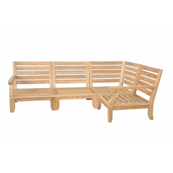 Anderson Teak Riviera Luxe Wooden 4 Piece Outdoor Sectional Sofa