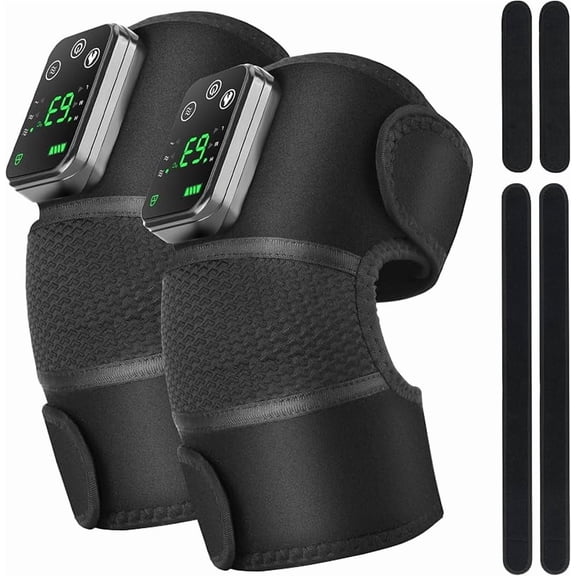 Wrongduck 2-Pack Cordless Knee Heating Pad with Massager, 3 Heat & 3 Vibration Levels, 4000mAh Rechargeable Heating Wrap for Knee, Shoulder, and Elbow Support