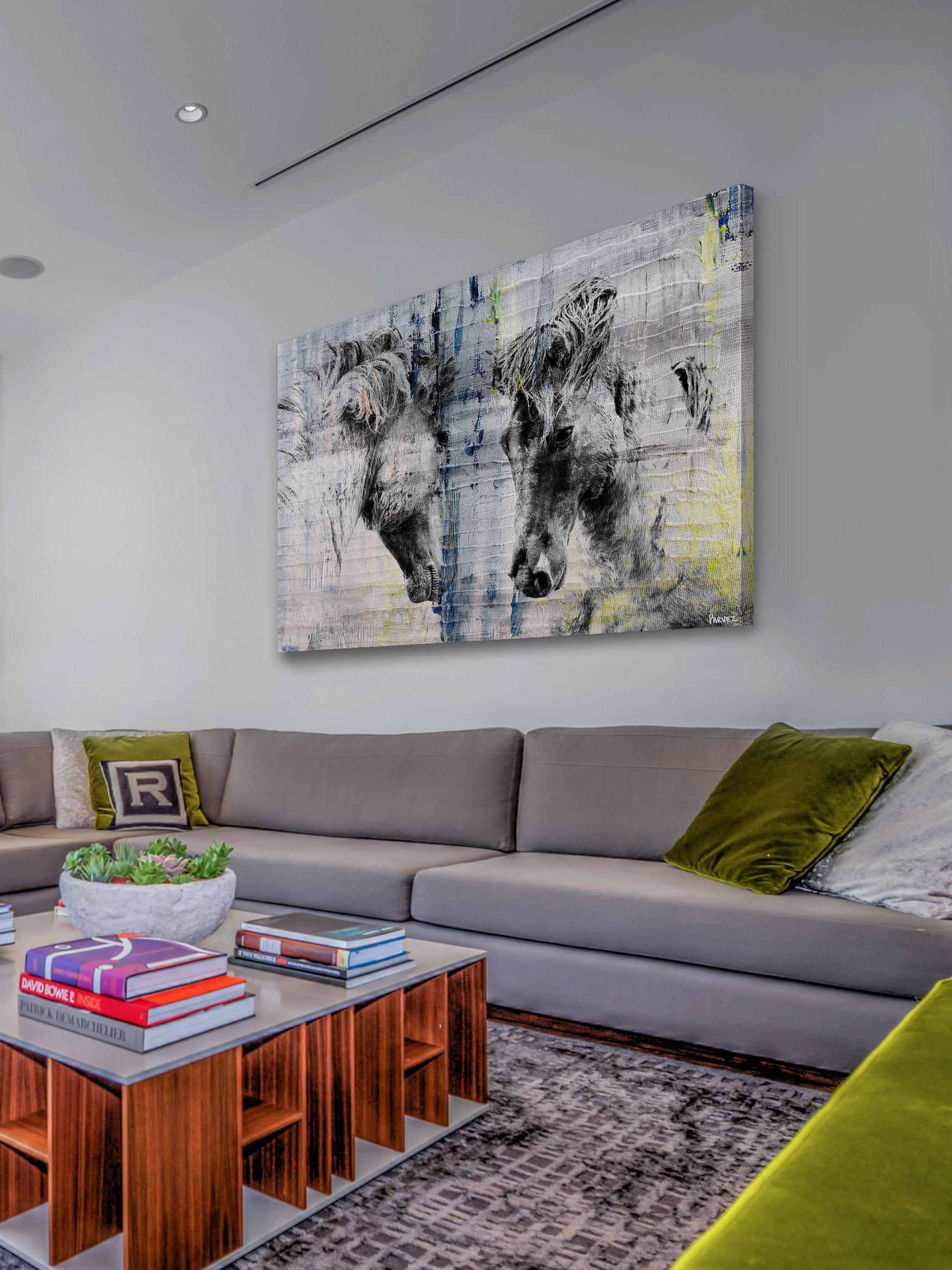 "Facing Horses" Painting Print on Wrapped Canvas
