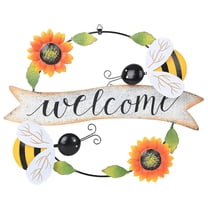 Hiziwimi Outdoor Wall Decor Metal Vintage flower Fence Decoration, 30cm/11.8" Welcome Sign Door Front Decoration to The Garden / Store / Home Front Feature Decoration (Yellow-Bee)