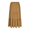 thumbnail image 4 of Sevevn Women Solid Color Casual Long Skirt With High Waist And Flowing Long Skirt With Pockets And Half Skirt, 4 of 8