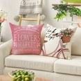 thumbnail image 4 of Hollo Love Pink Tulips Bicycle Throw Pillow Covers, 18 x 18 Inch Flowers Spring Mother''s Day Cushion Case for Sofa Couch Set of 4, 4 of 6