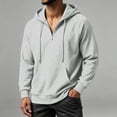 thumbnail image 2 of Atogsazn Mens 1/4 Zip Oversized Hoodies Casual Long Sleeve Hooded Sweatshirt Fall Winter Tops with Pocket Gray XXXL Fashion, 2 of 5