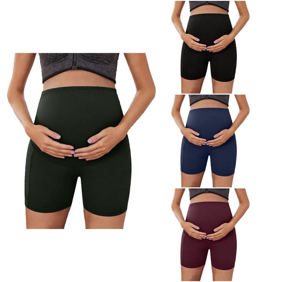Abtuhar Maternity Sweatpants,Pregnant Women Summer Loungewear Pants,Maternity Yoga Shorts with Pockets Solid Casual Over Belly Pregnancy Comfortable Workout Sports Pajama Trousers,Army Green,S