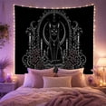 thumbnail image 2 of Cats Sleek Sits with Upright Eyes Crescent Moon, Playful Gothic for Cat Lovers, Cat Wall Art, Halloween Gift, Tapestry Wall Hanging for Bedroom, Living Room and Dorm, 2 of 7