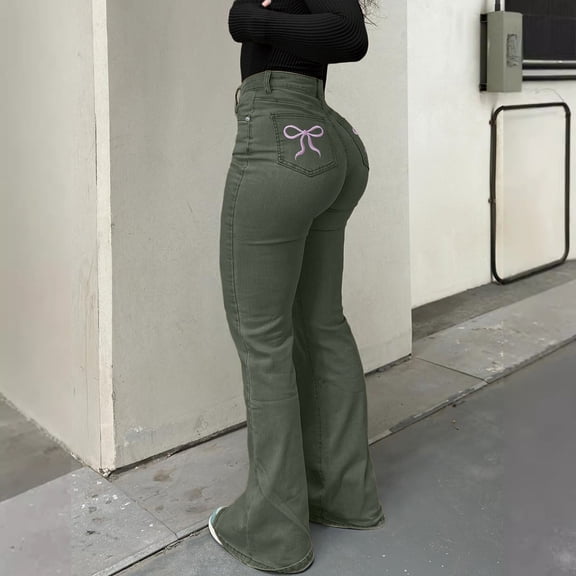 Ounisa Womens Jeans Stretch Bootcut High Waisted Flare Jeans Vintage Butt Lifting Denim Bell Bottoms Trendy Jean Pants