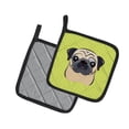 thumbnail image 2 of Carolines Treasures BB1324PTHD Checkerboard Lime Green Fawn Pug Pair of Pot Holders , 7.5HX7.5W, multicolor, 2 of 3