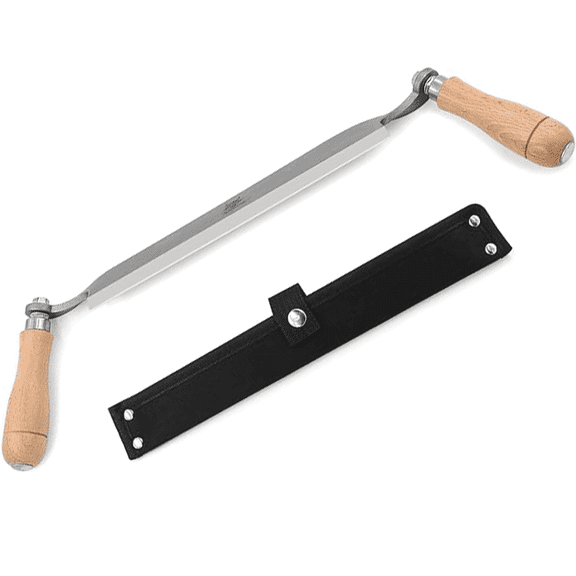 Draw Knife 10" Straight Debarking Tool, 1065 Manganese Steel Blade with Ergonomic Solid Wood Handles, No Assembly Needed