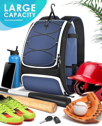 Voylla Baseball Bag, Softball Bag for Baseballgear & T-Ball Bat, Baseball Backpack with Shoes Compartment for Men/Women