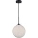 Living District LD2233BK Malibu 1 Lumière Suspension avec Verre Blanc Dépoli&44; Noir – image 1 sur 1