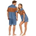 thumbnail image 4 of Men's Pajama Sets Button Up Pajamas for Women Matching Pajamas for Couples Mens Pajamas Set Shorts Couple Matching Pajamas Sets Short Sleeve Button Down Sleepwear Pjs Shorts Set Soft Loungewear, 2XL, 4 of 5