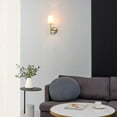 thumbnail image 5 of Globe Electric 14" Modern Glam Matte Brass 1-Light Indoor Wall Sconce White Fabric Shade, 5 of 9