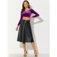 thumbnail image 2 of DARING DIVA Women's Velvet Long Sleeve Scoop Neck Solid Crop Top XS Purple, 2 of 6