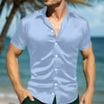 thumbnail image 7 of Rvwovn Men's Button Down Dress Shirt, Short Sleeve Muscle Fit Satin Tops for Business Wedding (S-5XL), 7 of 7