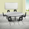 thumbnail image 2 of Flash Furniture Emmy 60" Circle Wave Flexible Laminate Activity Table Set with 14" Student Stack Chairs, Grey/Black, 2 of 12