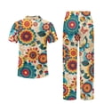 thumbnail image 6 of Yuyamidu Mandala Summer Pjs for Women Set Bohemia Style Short Sleeve Notch Collar Sleepwear Button Down Pjs Set with Long Pants, 6 of 7
