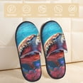 thumbnail image 2 of Fotbe Colorful Ocean Sea Turtle Pattern Women's Fuzzy Slippers Plush Slippers Fluffy Winter House Shoes Indoor and Outdoor-Medium, 2 of 8